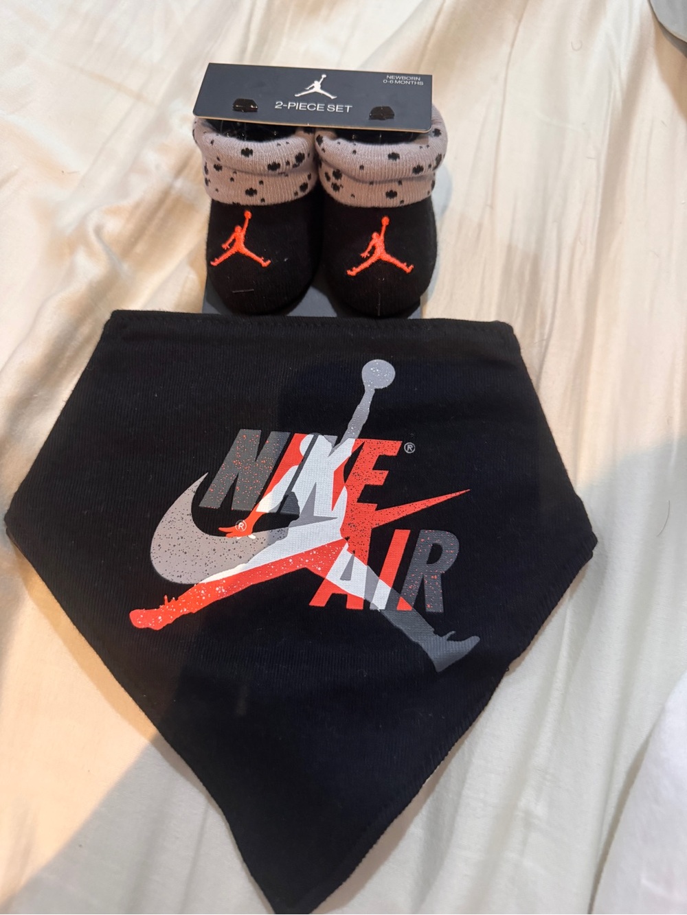Nike Black Bandana Bib and Sock Set with Orange & Gray Accents